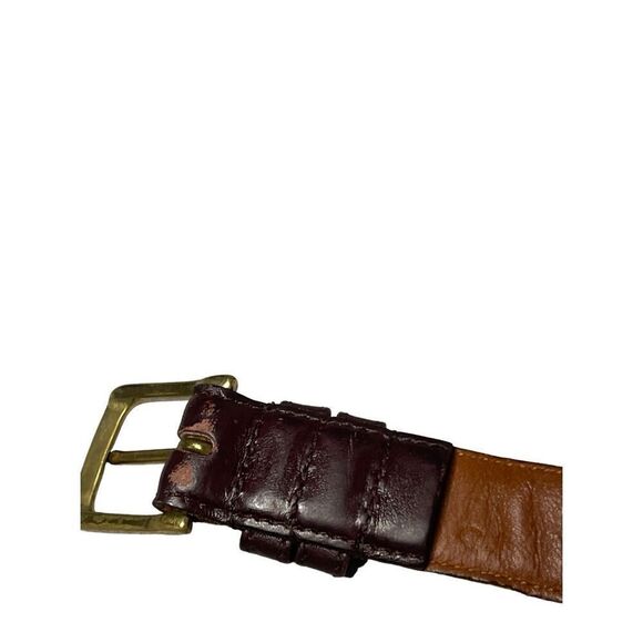 Coach Handcrafted Burnished Cowhide Leather Belt With Brass Buckle Burgandy - Picture 6 of 6